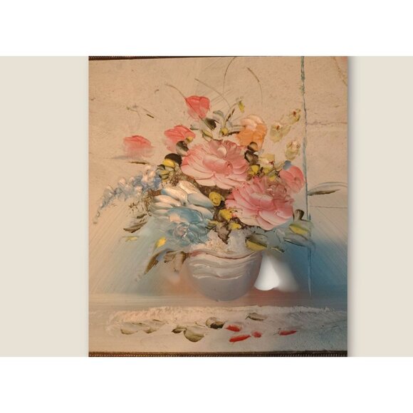 Vintage Floral Oil Paintings Set Of 3 With Ornate Frames - Picture 6 of 6